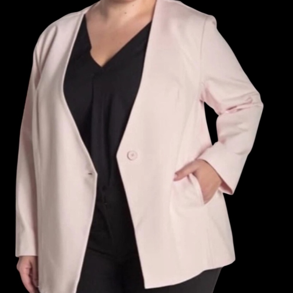 Amanda & Chelsea One Button Ponte Knit‎ Topper Blazer Size 3XL pink color new